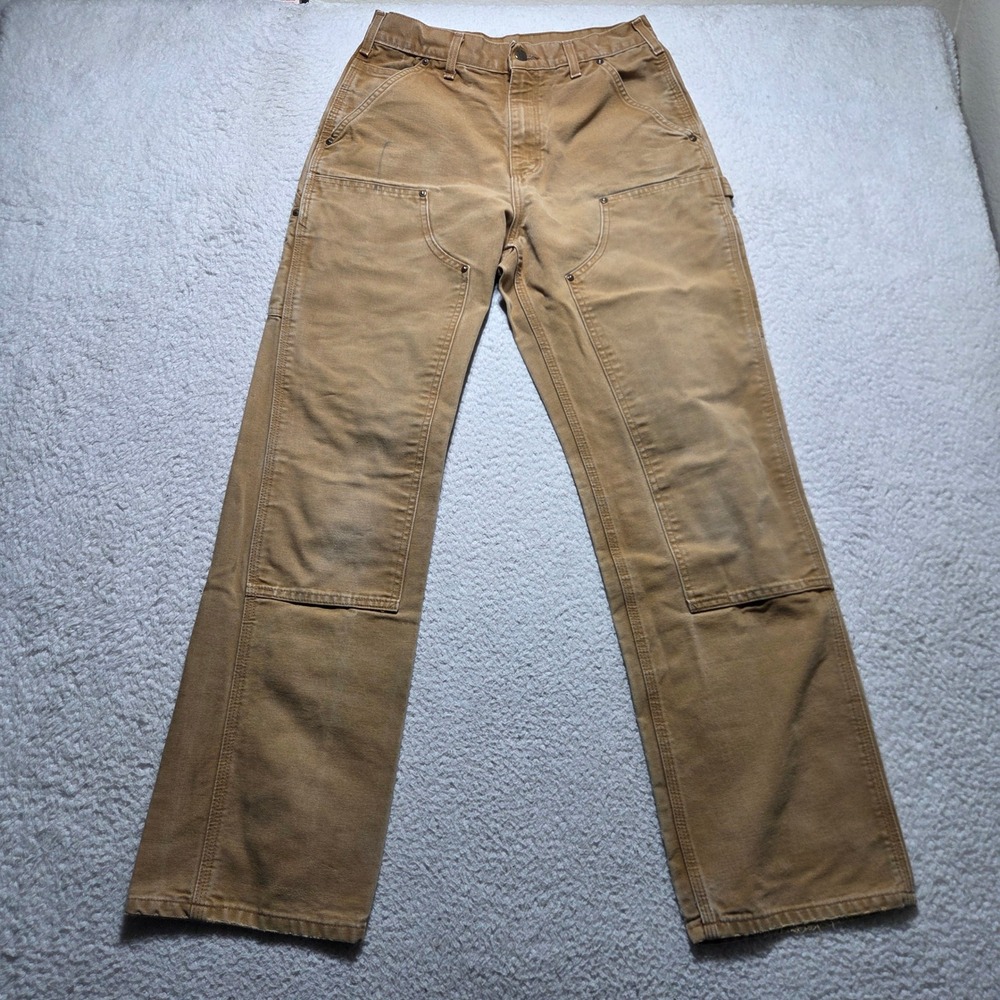 Carhartt Double Knee Logger Pants Mens 30x32 Brown Duck Canvas Workwear Utility